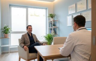 Professional medical consultation room where patients discuss whether they can increase girth safely