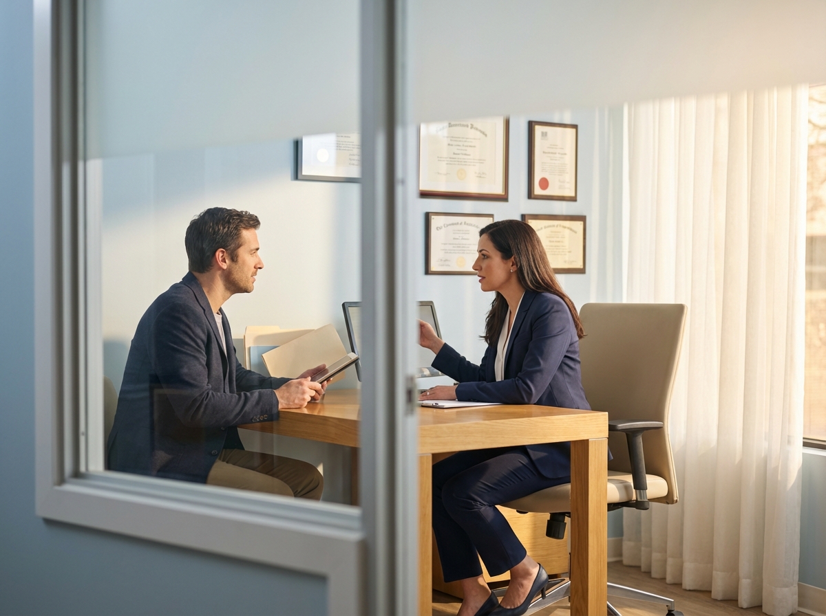 Professional medical consultation about surgery to make pennis bigger showing doctor and patient discussion