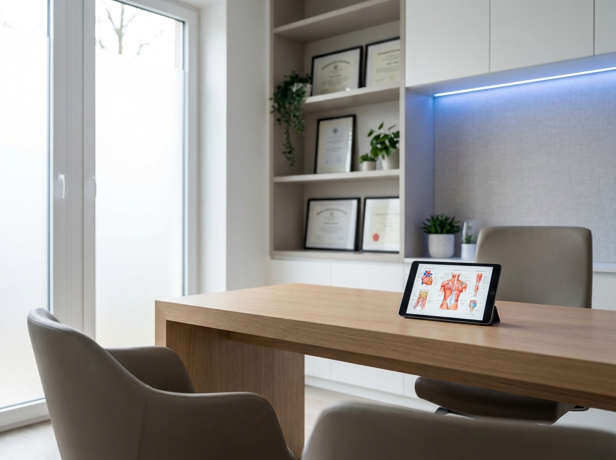 Professional medical consultation room for penile augmentation before and after evaluations