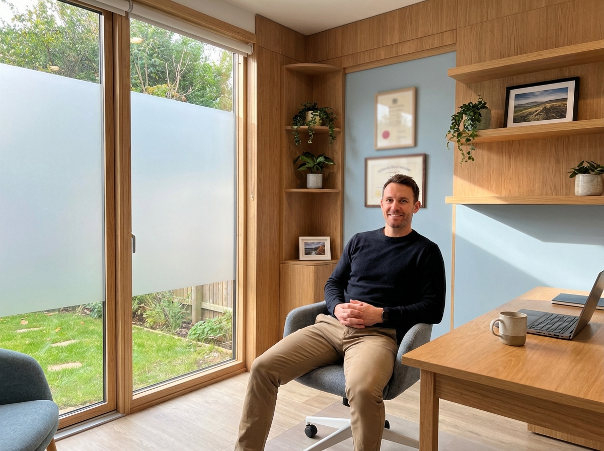 Confident man in modern medical office considering natural methods to increase girth size at home