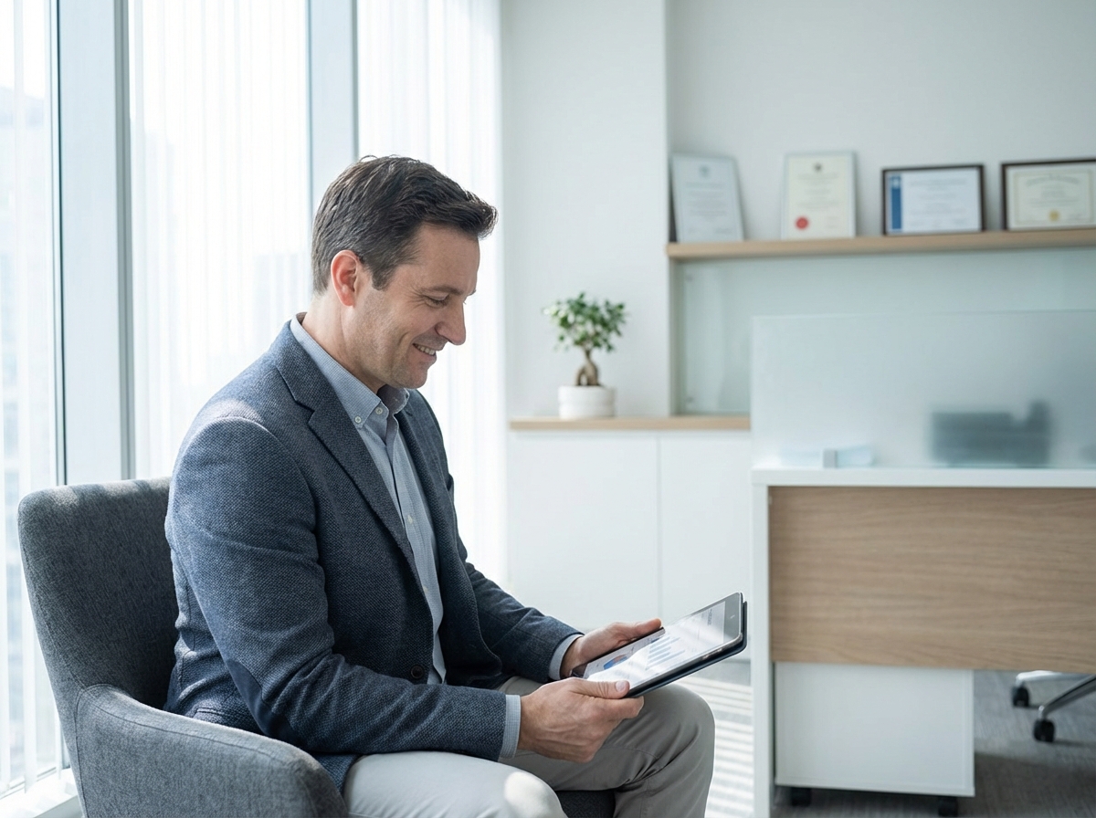 Professional medical consultation setting for permanent penile girth increase procedure discussion