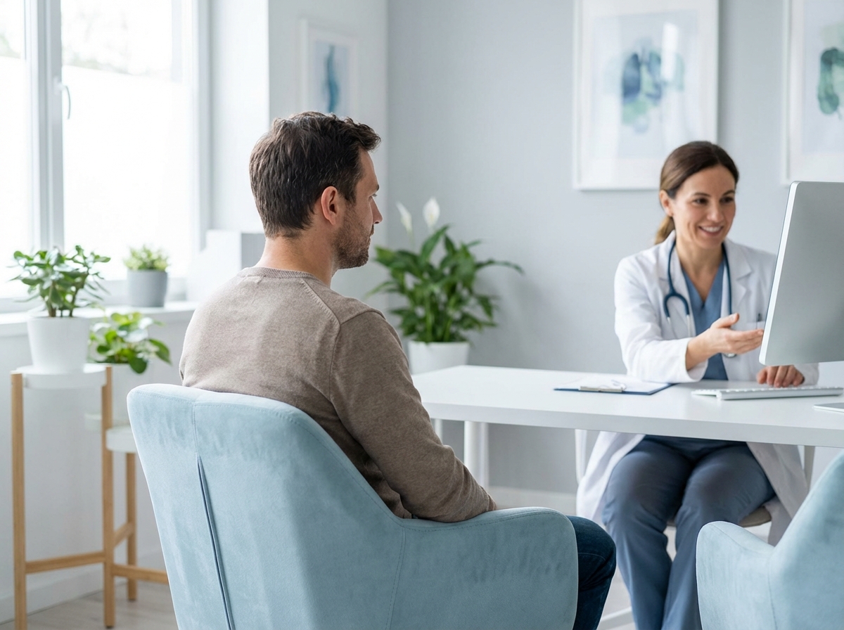 Professional medical consultation room discussing average penile size in America data