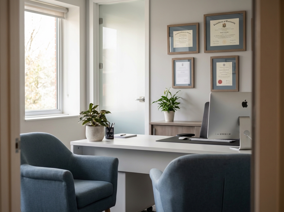 Professional medical consultation office representing clinical expertise in male health research