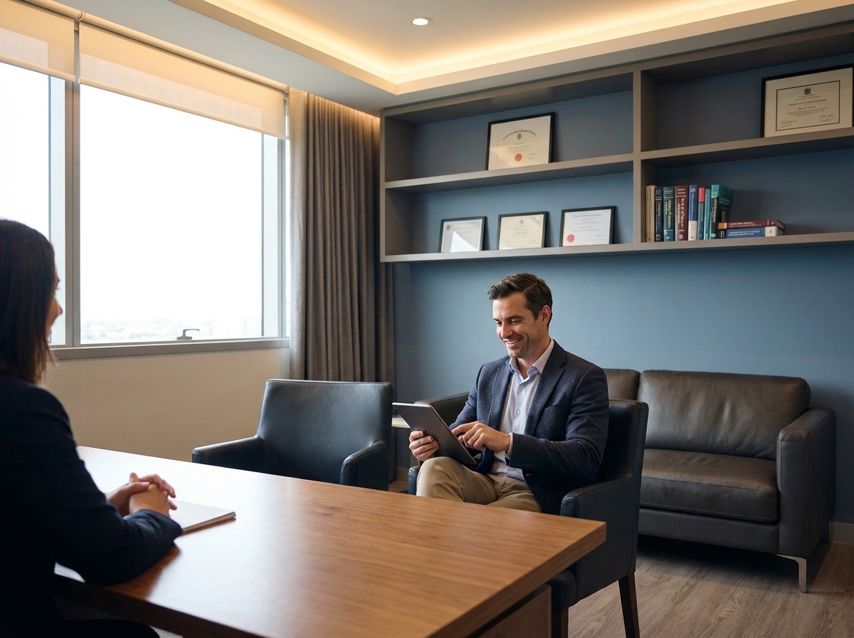 Professional medical consultation room representing phallofill before and after patient experience