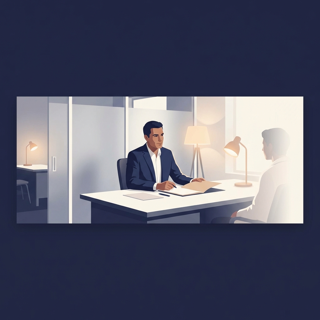 Man in private medical consultation, representing penile enhancement patient confidentiality and HIPAA protection rights.