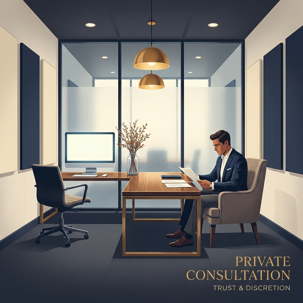 Professional medical consultation setting representing penile girth enhancement candidacy evaluation and clinical screening