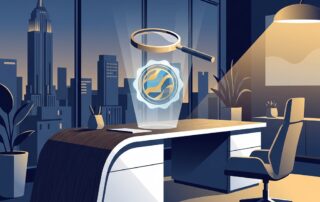 Stylized illustration of a medical certification seal under scrutiny, representing medical grade filler standards and verification