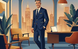 Confident professional man in a modern aesthetic medicine consultation office, representing informed male aesthetic medicine specialist choices.