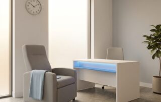 Calm modern medical consultation room representing the penile injection procedure anesthesia patient experience