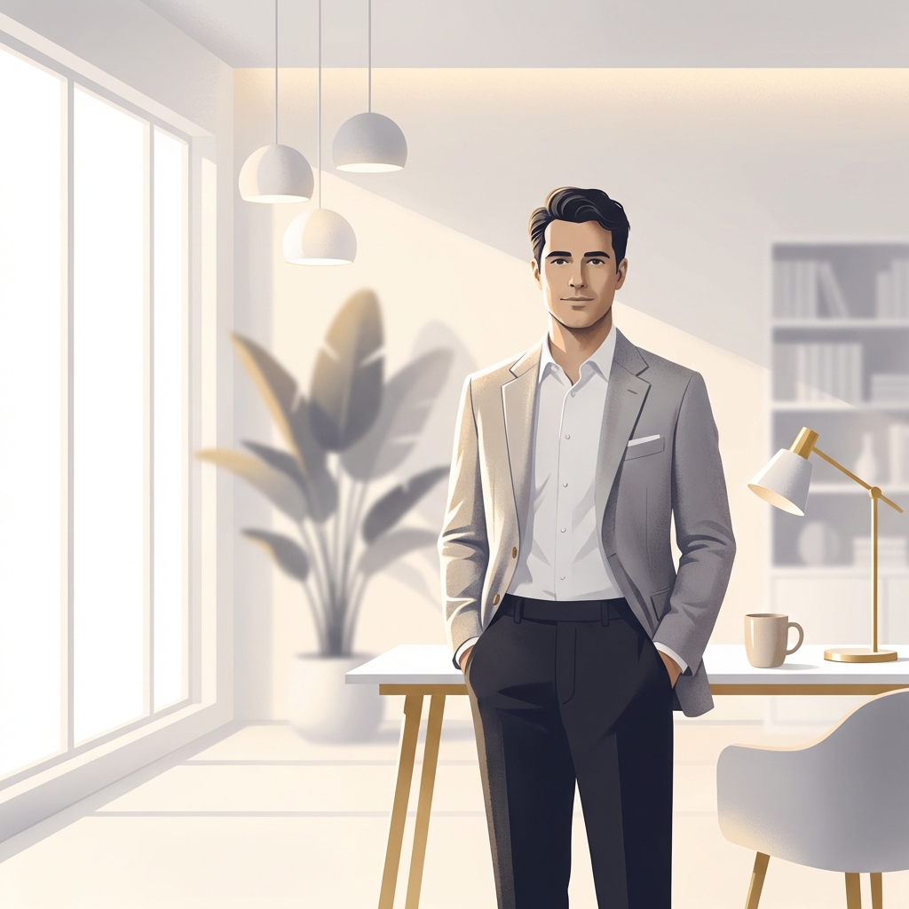 Confident man in modern medical consultation office representing penis enlargement procedure experience and expertise