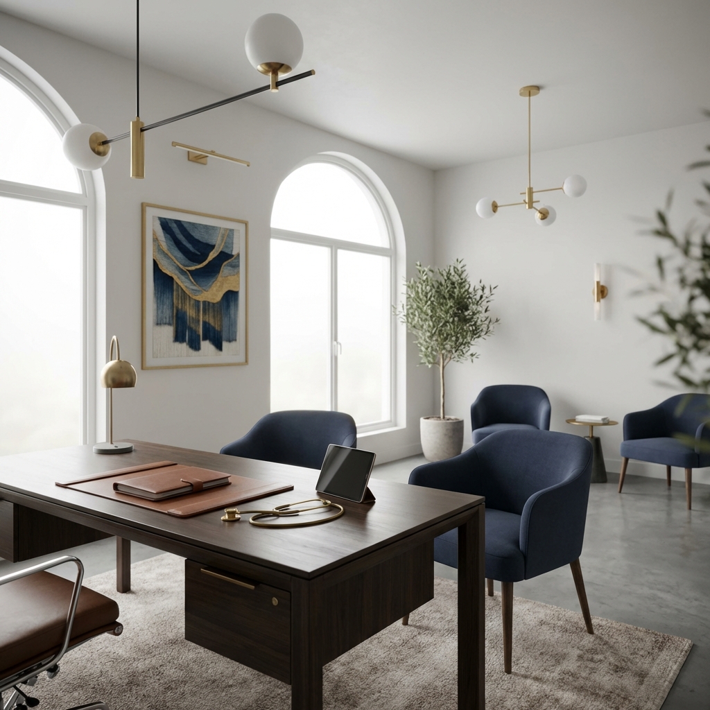 Modern medical consultation office representing male genital enhancement provider credentials and professional standards