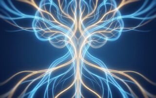 Glowing anatomical nerve pathway illustration representing the penis filler procedure local anesthesia technique nerve block system