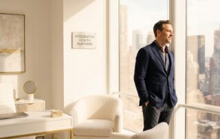 Confident man in modern NYC medical office representing penile enhancement realistic results timeline journey