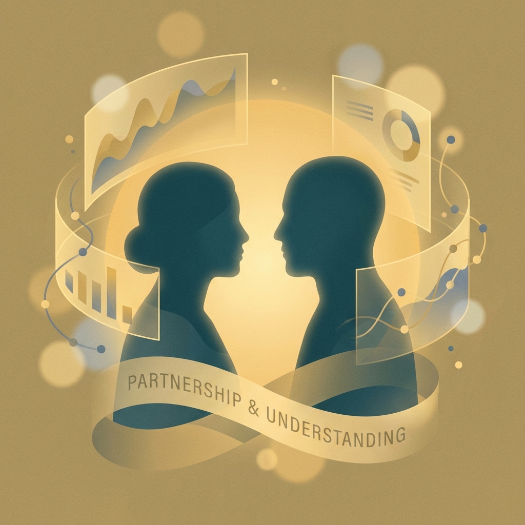 Conceptual illustration representing partner satisfaction data and relationship connection for penis enhancement research