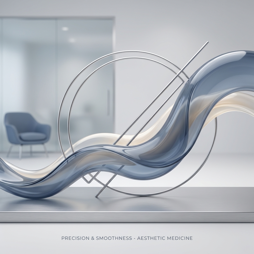 Abstract smooth flowing surfaces representing penile dermal filler smoothness techniques and clinical precision