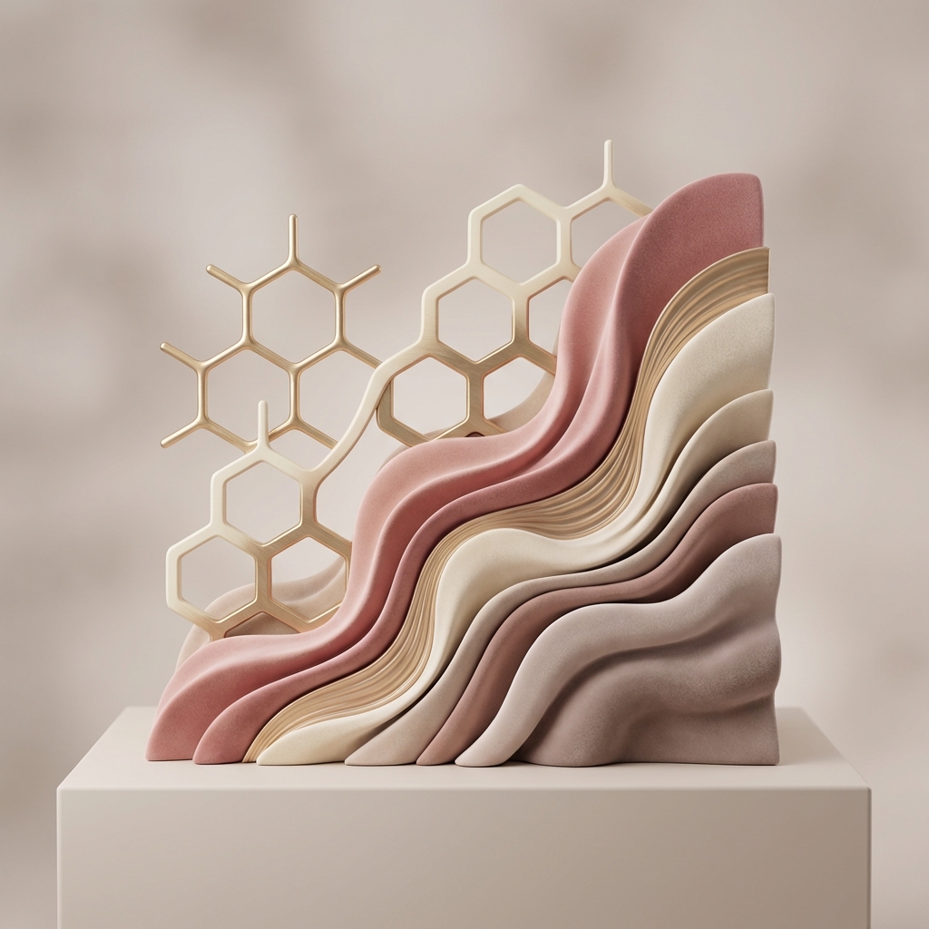 Abstract illustration of biomaterial layers representing penis enhancement natural feel and material science