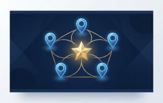 Five connected location pins on a map representing penis enhancement multiple locations under one standard of care