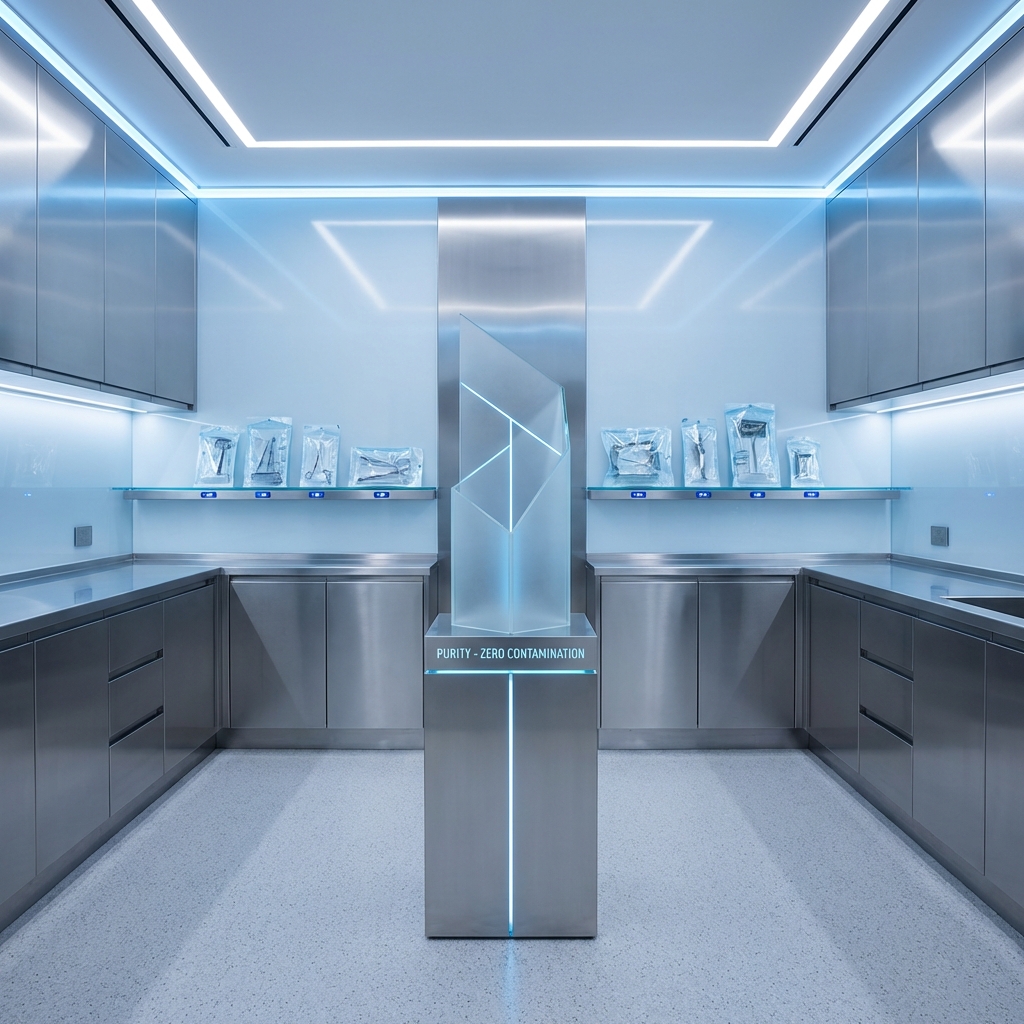 Sterile modern medical clinic environment representing penile filler procedure sterilization protocols and zero-infection standards