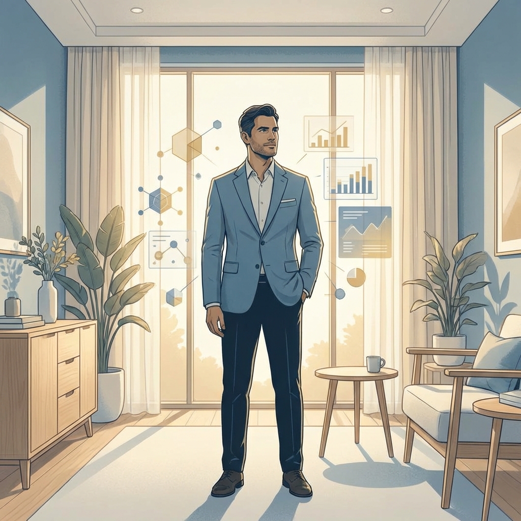 Confident man in modern medical consultation setting representing evidence-based penile enhancement functional outcomes