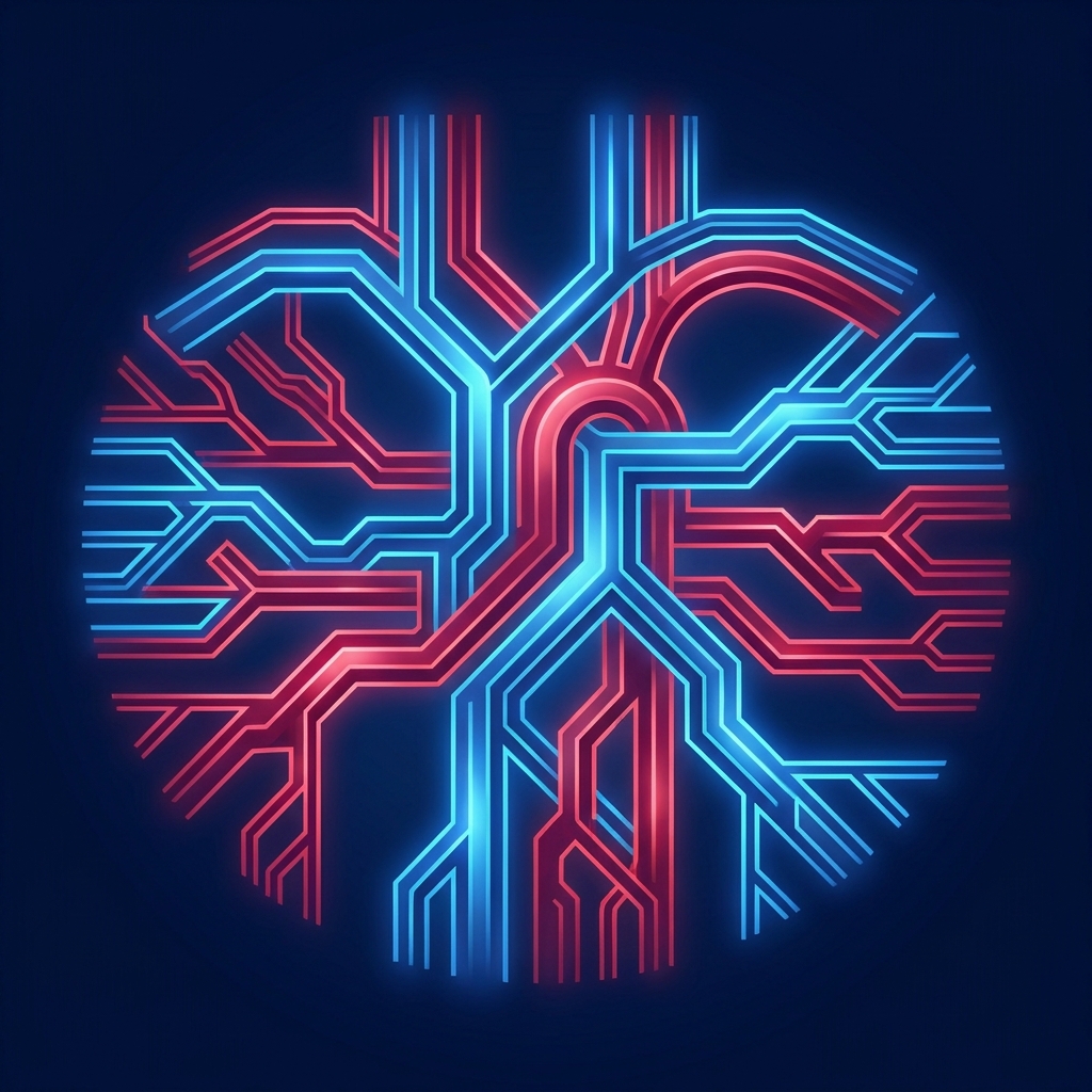 Stylized illustration of complex vascular anatomy network, representing the expertise required for penis enlargement vascular anatomy procedures.