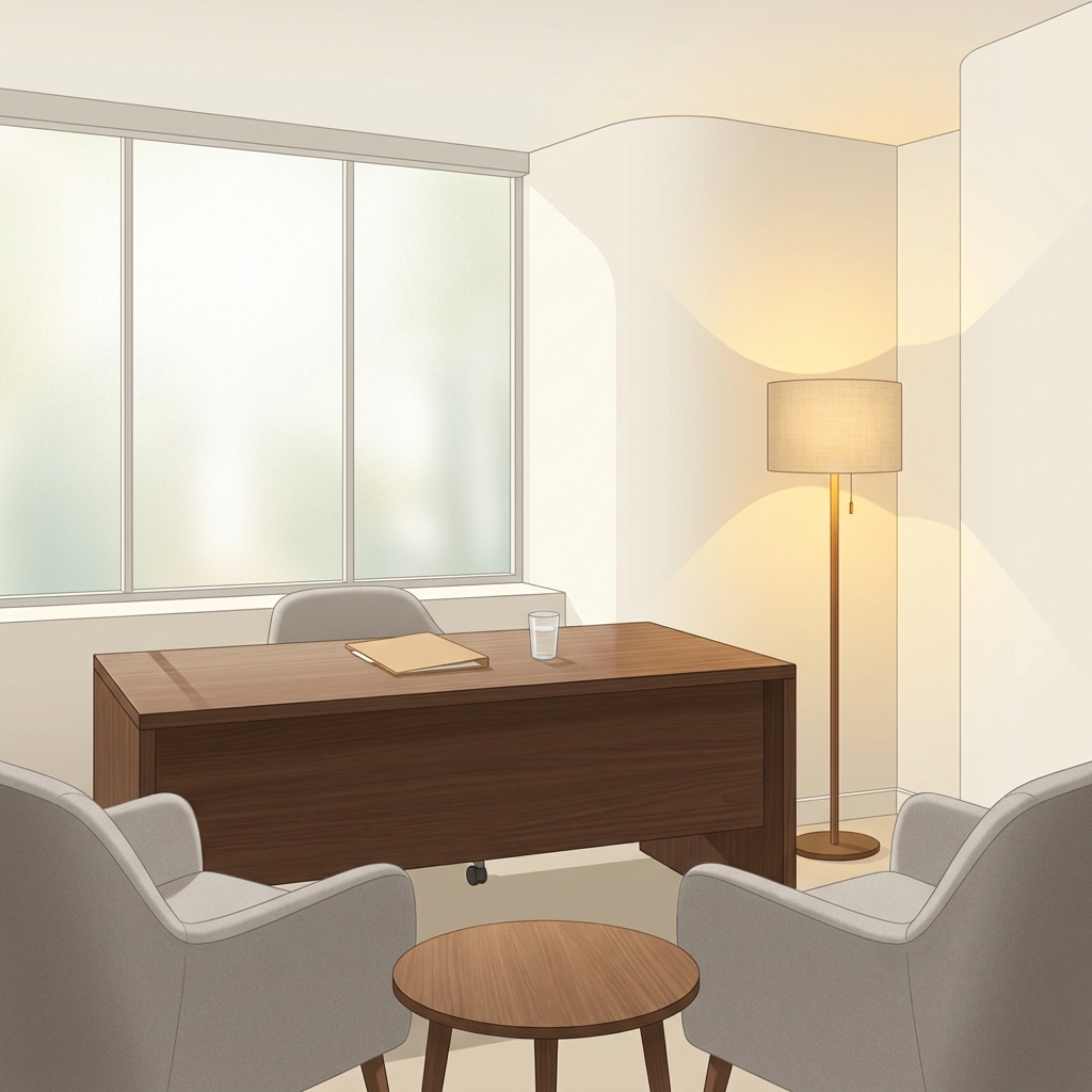 Modern private consultation room representing a professional male genital aesthetic consultation setting