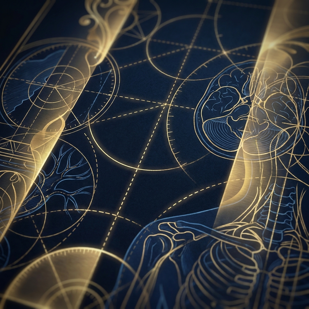 Stylized blueprint illustration representing penile girth enhancement customized treatment planning with precision anatomy guides