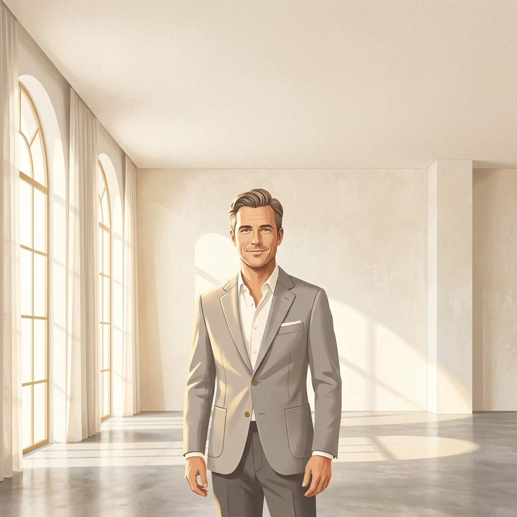 Confident man standing tall, representing research-backed perspective on ideal size and male self-confidence