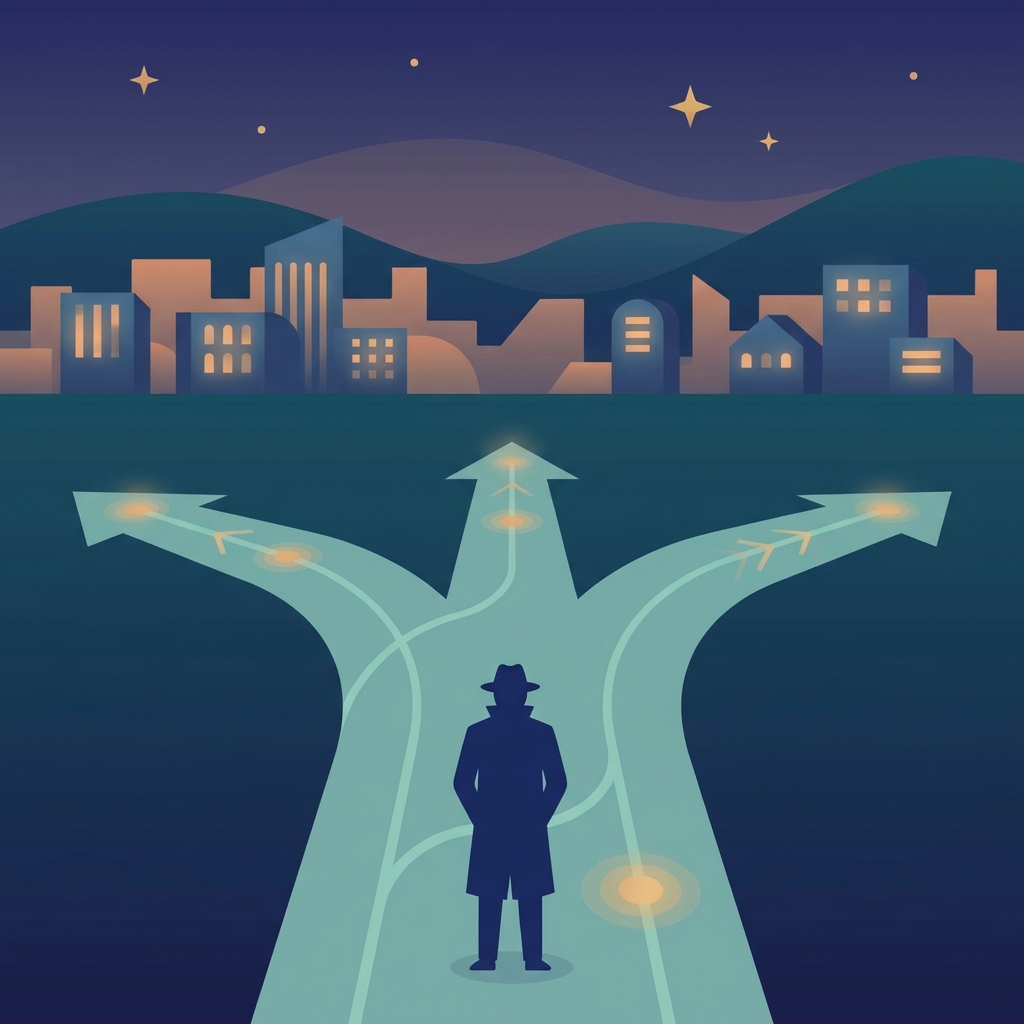 Conceptual illustration of a decision path symbolizing increasing girth size options safely